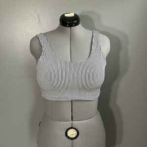 Black and white swim top striped bikini